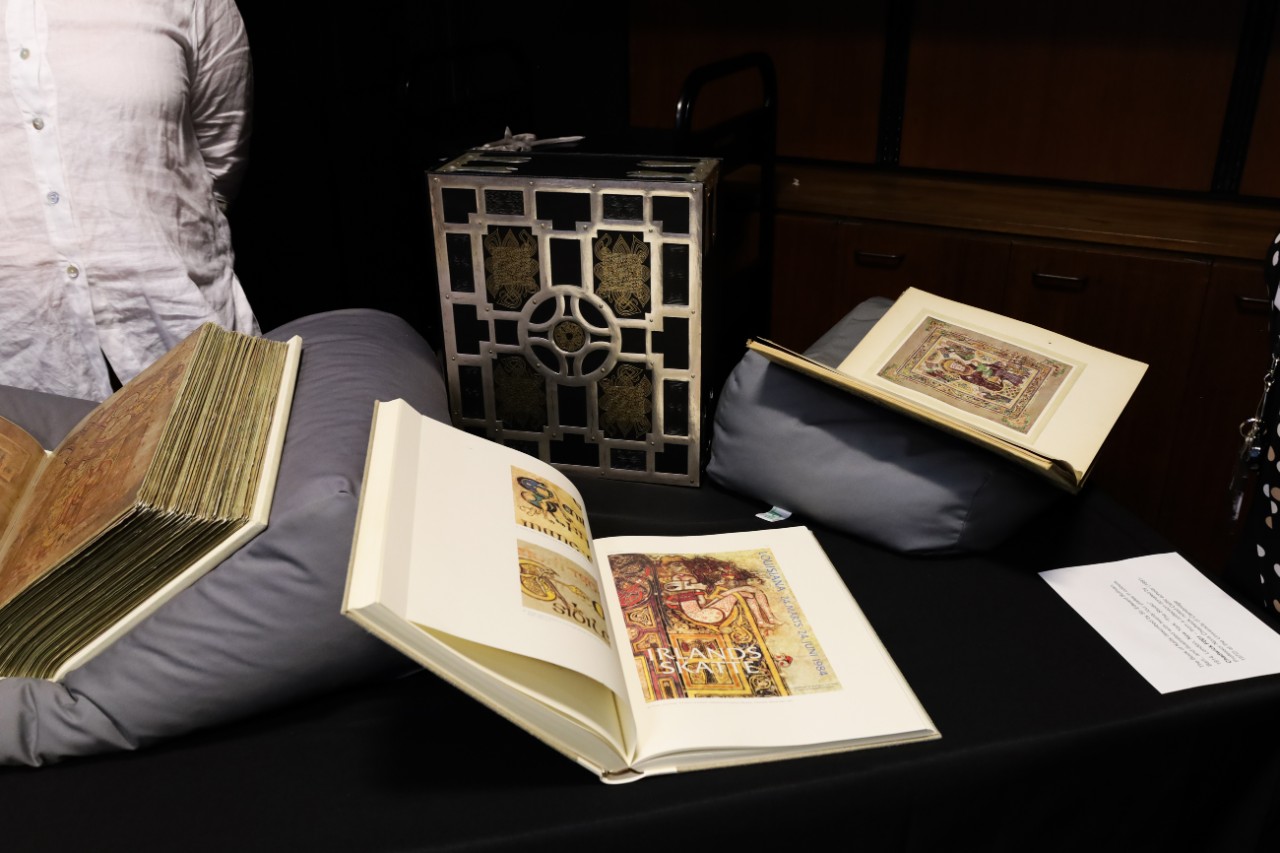 Displace of books at Lynette Olson's talk on the Book of Kells