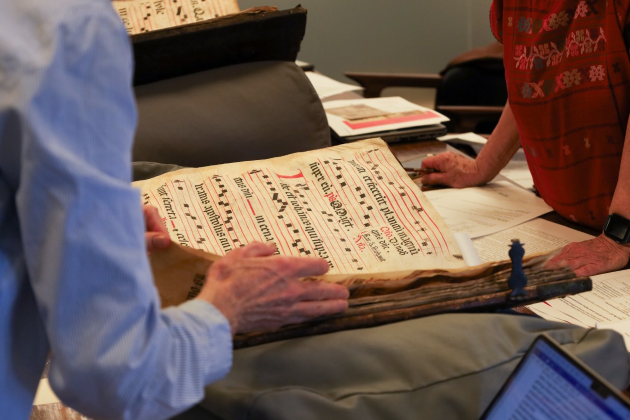 Close up of a liturgical manuscript