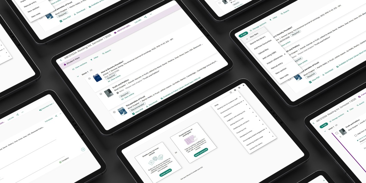 Ipads displaying the new Reading List website pages