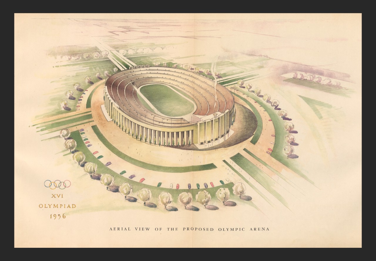 Book illustration of a stadium