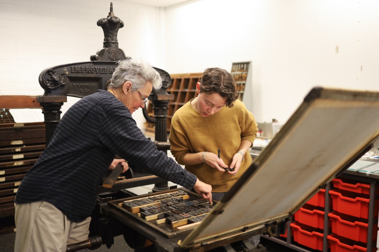 Monica Oppen and Brigitta Summers in the Print Studio