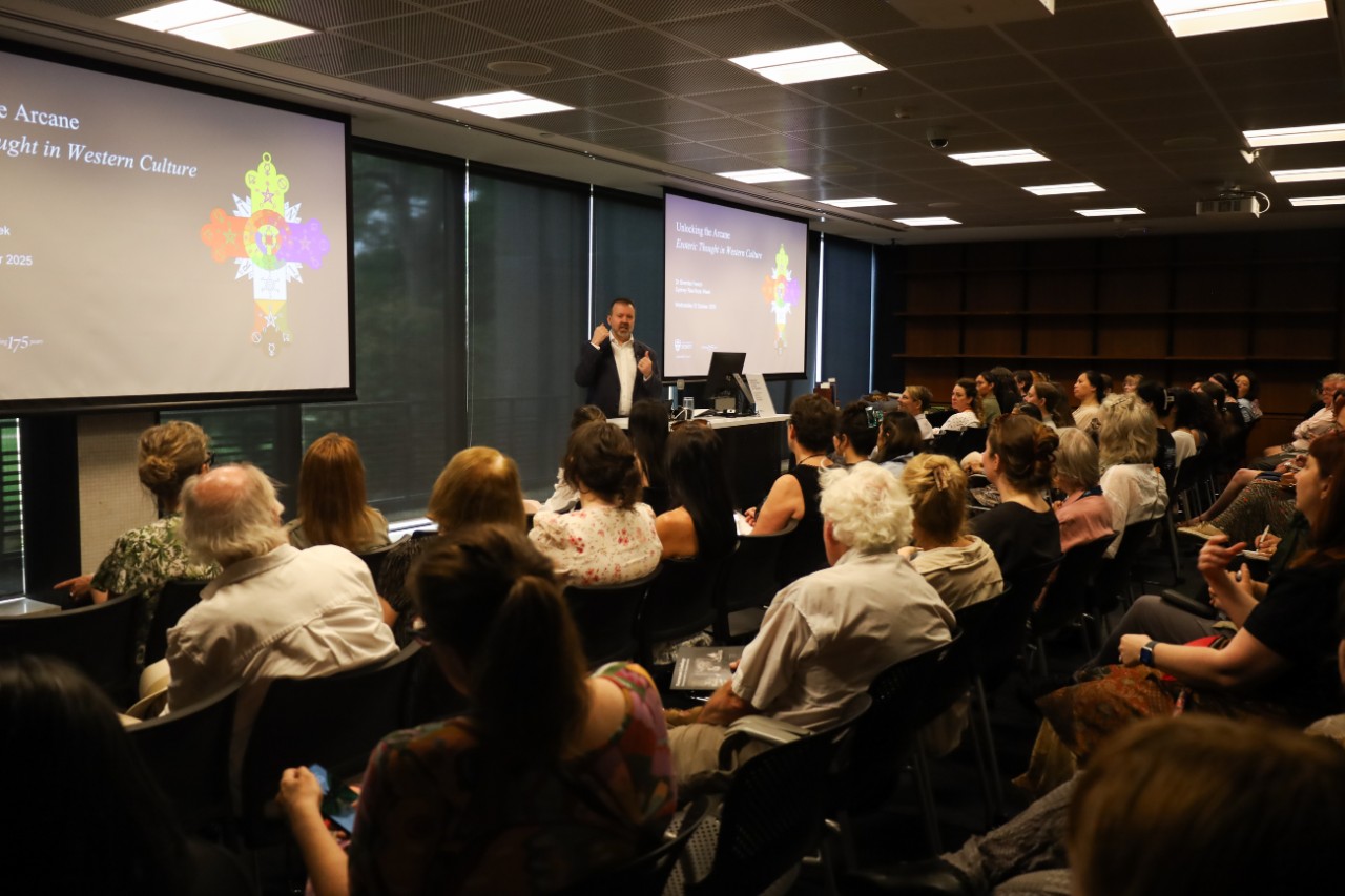 Dr Brendan French presenting on esotericism during Sydney Rare Book Week 2025