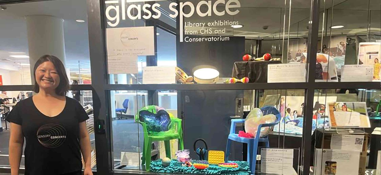 Grace Kim installing Sensory Concerts