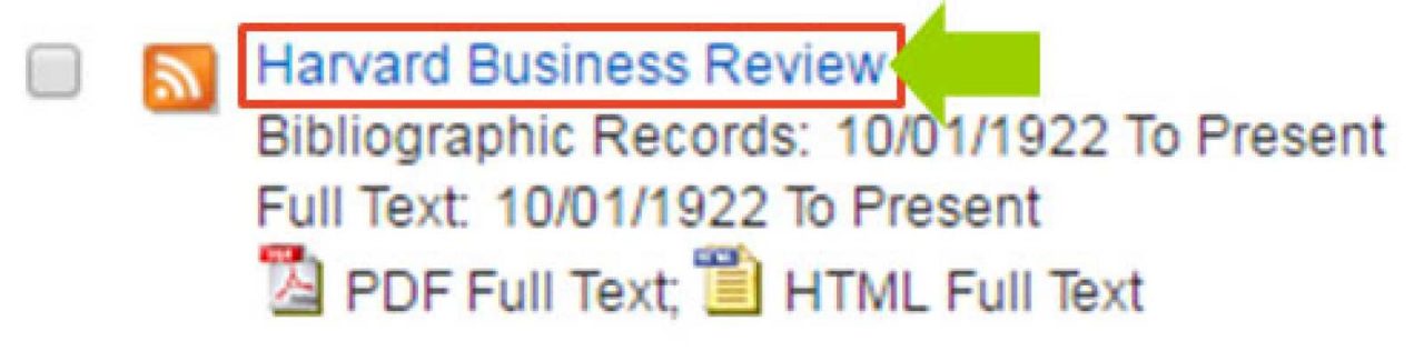 An image showing where to click to access Harvard Business Review