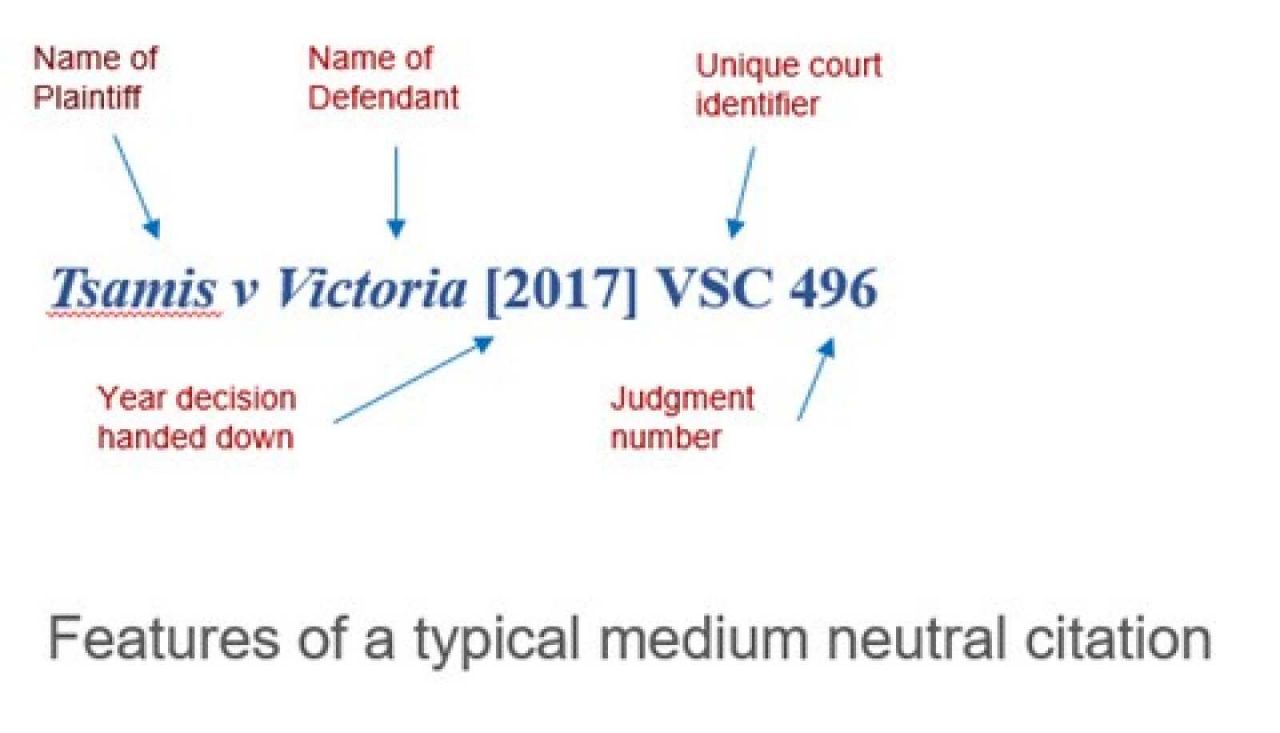 Features of a typical medium neutral citation